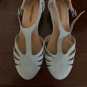 Low Wedge Denim Sandals